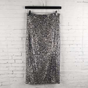 TRIXXI BLACK WITH SILVER SEQUIN BODYCON PARTY SKIRT SIZE SMALL